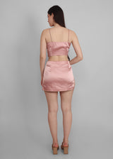 Rose side cut mini skirt with cami top