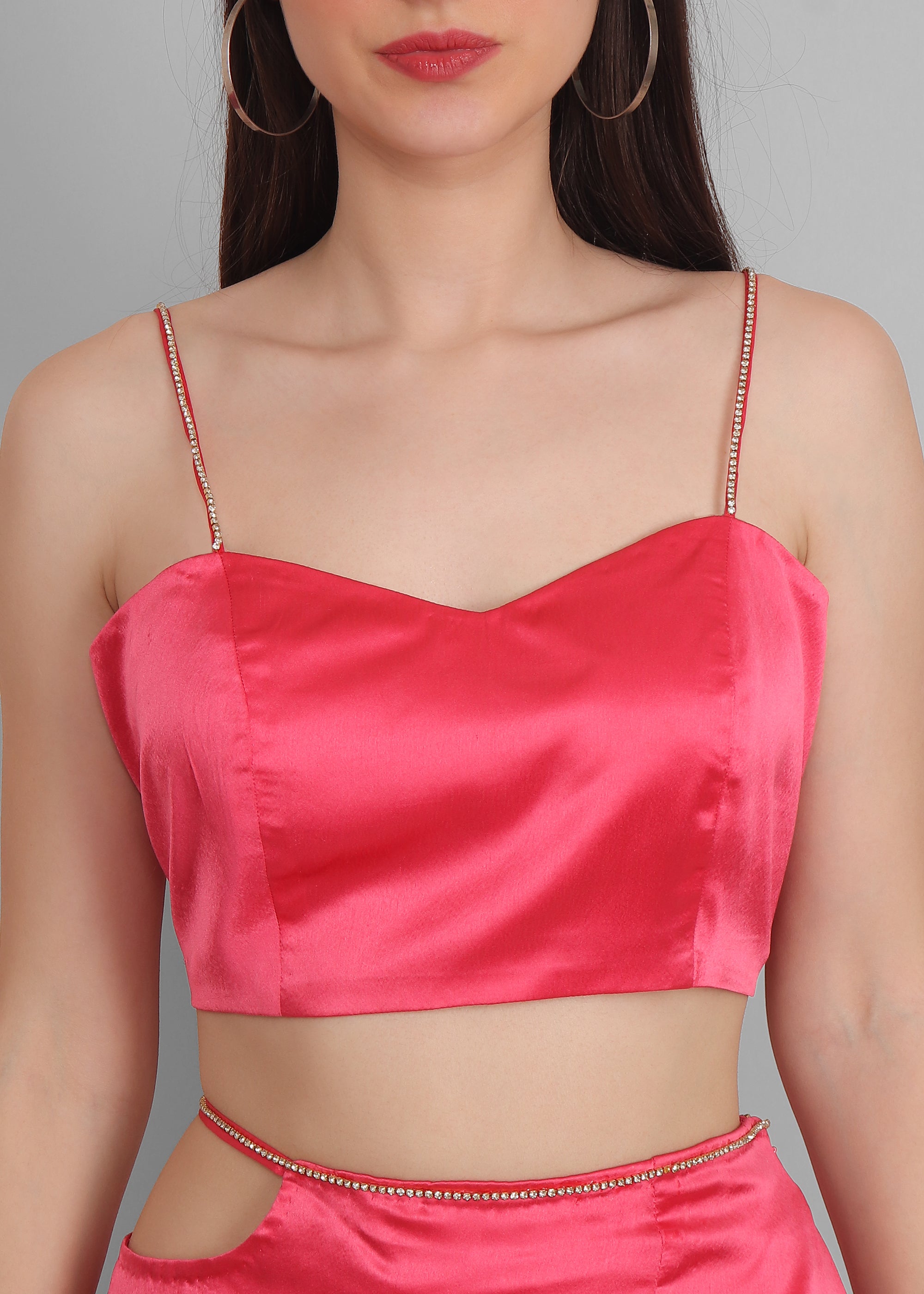 Hot pink glow satin set